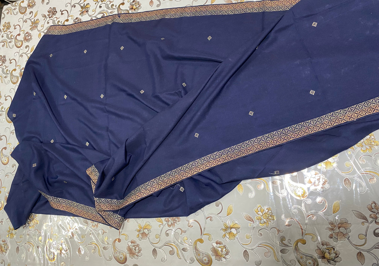 Womens summer shawl | elegant embroidered shawl with geometric border | simple shawl